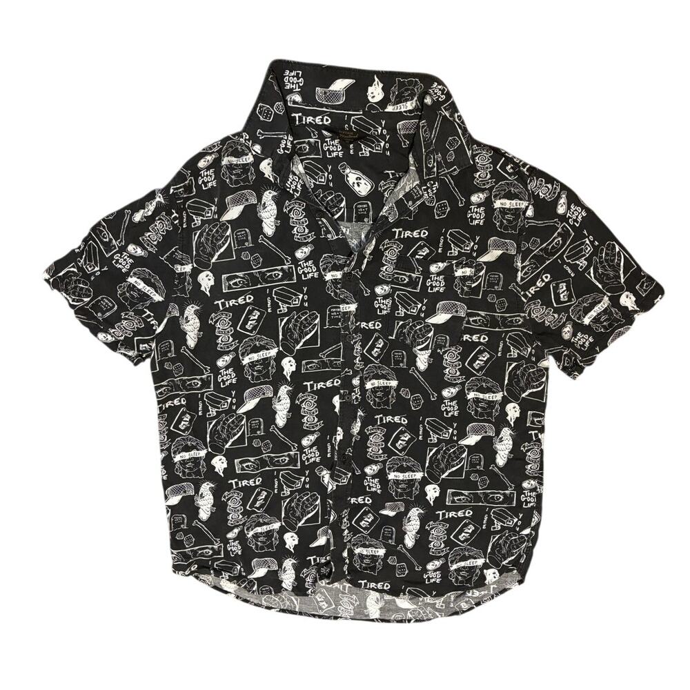 Vintage Remastered Retro Goth Men's Button Down Shirt Tee Top Print Pattern